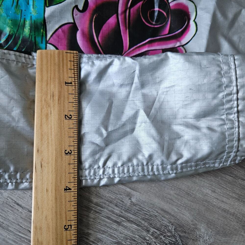 Christian Audigier Y2K Silver Tote Bag Rose Queen Geisha Ed Hardy Graphic Print‎ - Picture 13 of 16